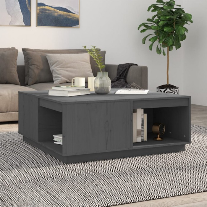 vidaXL Măsuță de cafea, gri, 100x101x40,5 cm, lemn masiv de pin 814521