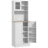 HOMCOM Mobilier Bufet Bucătărie pentru Cuptor cu Microunde cu Rafturi și Suport Condimente Alb | Aosom Romania