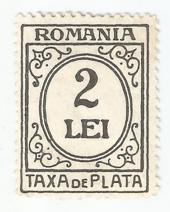 Romania, LP IV.16/1931, Taxa de plata format mic, 2 lei cu filigran PTT, MNH