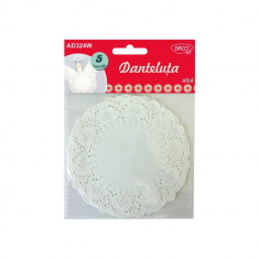 Danteluta Rotunda Daco, 11 cm, 5 Buc/Set, Alba, Hartie Dantelata Rotunda, Dantela Rotunda, Cercuri Dantelate, Suport Dantela pentru Cani si Pahare, Su foto