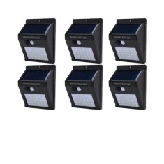 Set format din 6 lampi solare de perete cu iluminare continuua si lumina cu 30 leduri