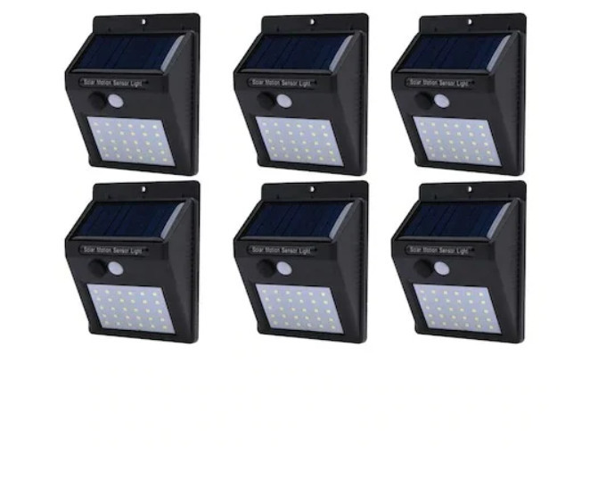 Set format din 6 lampi solare de perete cu iluminare continuua si lumina cu 30 leduri