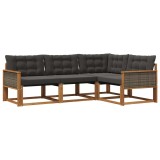 vidaXL Set de canapele de exterior cu pernă 4 pcs Natural și Negru 3381388