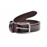 Curea barbati eleganta din piele naturala, de culoare maro inchis 3.5 cm - SRN96