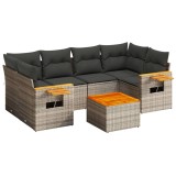 Cumpara ieftin Set canapele de gradina, 7 piese, cu perne, gri, poliratan