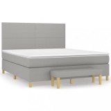 Cumpara ieftin Pat continental cu saltea, gri deschis, 160x200 cm, textil