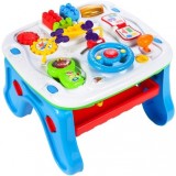 Masuta Interactiva 2 in 1 cu Volan, Telefon, Tableta de Scris si Piese Lego - Jucarie Educativa