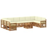 vidaXL Set de canapele de exterior cu pernă 8 pcs Natural și Crem 3384926