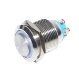 Buton prin apasare metalic cu retinere elSales ELS-BPA19, diametru 19 mm, lumina LED rosie, tensiune