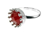 Cumpara ieftin Inel Argint 925 Reglabil Coroana cu Carneol Fatetat 8mm - Inel Damă, Piatră Semiprețioasă, Bijuterie Argint