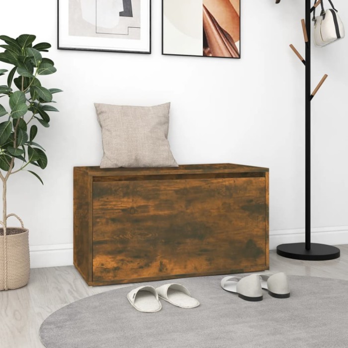 Gossi banca de hol, stejar fumuriu, 80x40x45 cm, lemn prelucrat