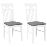 Cumpara ieftin Scaune de sufragerie cu perne 2 buc cauciuc din lemn masiv alb