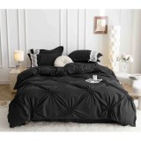 Cumpara ieftin Lenjerie de Pat Finet, Pliuri Brodate - JO122 Negru