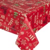 Față de masă Crăciun, Model Mesaje, Roșu, 180x140cm, PEVA, Oem