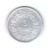 Moneda Franta 5 francs/franci 1945, stare buna, curata, Europa, Aluminiu