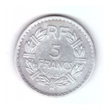 Moneda Franta 5 francs/franci 1945, stare buna, curata, Europa, Aluminiu