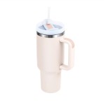 Cana termo de calatorie din inox 1183 ml, pereti dubli, cu pai, albastru deschis