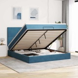 VidaXL Cadru pat otoman cu saltele Albastru &icirc;nchis 180x200cm catifea