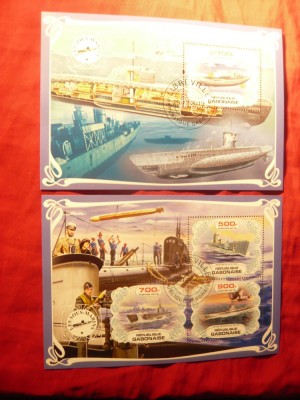 2 Blocuri GABON 2019 Submarine , stampilat foto