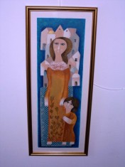 Sami Briss (n.1930) &quot;Mama si fiica&quot;, litografie, tablou autentic