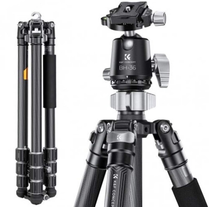 Trepied Carbon Fiber 170cm 36mm Ball Head K&amp;F Concept KF09.117 Professional Camera Tripod