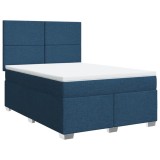 Cumpara ieftin Pat continental cu saltea, albastru, 160x200cm, material textil