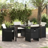vidaXL Set de mobilier de grădină, 5 piese, cu perne, din ratan sintetic negru