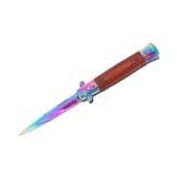 Cumpara ieftin Cuțit pliabil cu arc sicilian, DEPOX&reg;, lamă curcubeu, oțel inoxidabil 420, deschidere automată, 22 cm