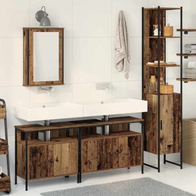 vidaXL Set de mobilier pentru baie 4 pcs Lemn vechi 33 x 33 x 185.5 cm 3332589 foto