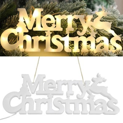 Instalatie led de craciun, 3d, lumina calda, merry christmas, alb foto