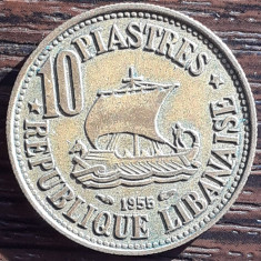 (M2455) MONEDA LIBAN - 10 PIASTRES 1955