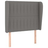 Cumpara ieftin Tablie de pat cu aripioare gri inchis 103x23x118/128 cm textil