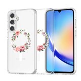 Husa pentru samsung galaxy a36 5g, atasare magnetica, magsafe, pink wreath 6, clear