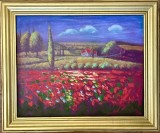 Tablou Peisaj Rustic de Vară pictura ulei pe p&acirc;nză 50x60cm