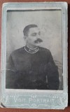 Fotografie tip CDV, militar cu mustata, perioada interbelica