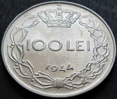 Moneda istorica 100 LEI ROMANIA / REGAT, anul 1944 *cod 3768 B = excelenta foto