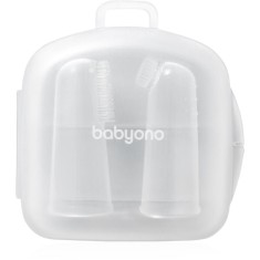 BabyOno Silicone Toothbrush periuta de dinti pentru deget pentru copii cu sac 0m+ 2 buc