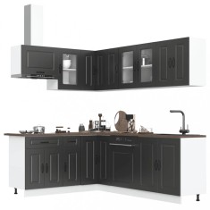 vidaXL Set dulap de bucătărie 11 piese &bdquo;Kalmar&rdquo; lemn negru prelucrat