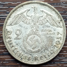 (A1014) MONEDA DIN ARGINT GERMANIA - 2 REICHSMARK MARK 1937, LIT. A, NAZISTA