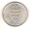 SV * Portugalia 20 ESCUDOS 1966 * ARGINT * LISABONA * PODUL SALAZAR * AUNC+, Europa