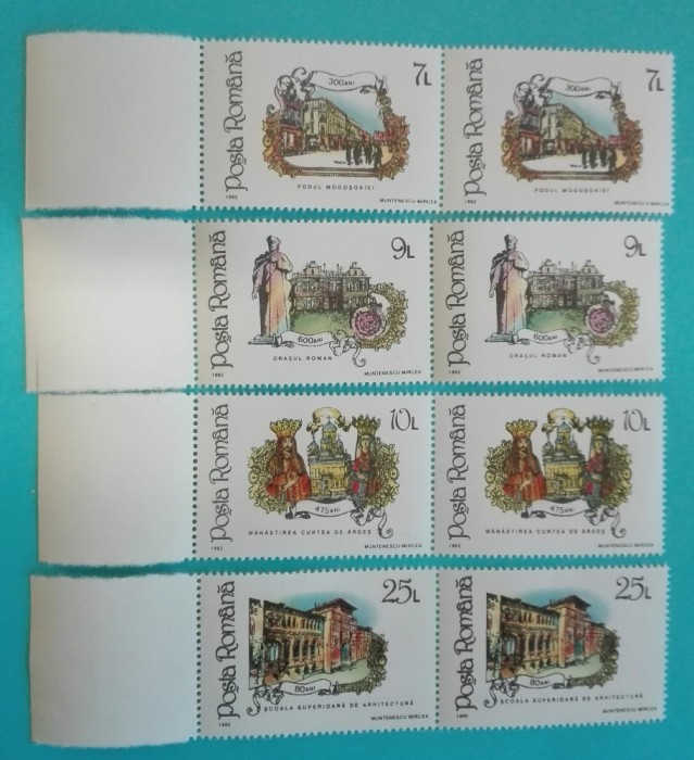 TIMBRE ROM&Acirc;NIA LP1303 /1992 ANIVERSARI EVENIMENTE -Serie in pereche -MNH
