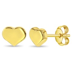 Cercei din Aur 14k Inima Delicata pentru Copii, Fetite &ndash; Inchidere cu Surub