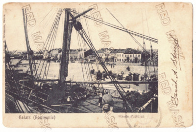 2095 - GALATI, Harbor, ships, Romania - old postcard - used - 1907 foto