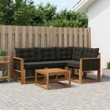 Cumpara ieftin Set de canapele de exterior 5 buc. 4-Locuri Natural si Negru