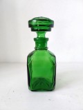 Sticla verde, Art Deco, pentru parfum, vintage, 18cm inaltime