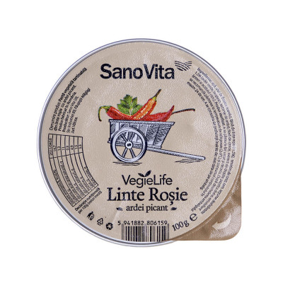 Pasta Vegetala din Linte Rosie si Ardei Picant Sano Vita, 100g, Pate Tartinabil, Pate Vegetal, Pate Vegetal Tartinabil, Pate Sano Vita, Pateu Tartinab foto