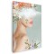 Tablou modern fantezie femeie cu flori pe cap, verde 1353 Tablou canvas pe panza CU RAMA 60x80 cm