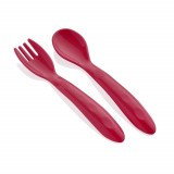 Set Lingurita si Furculita BabyJem Roz, 6 Luni+, Plastic, Tacamuri Copii