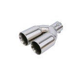 Ornament Toba Inox Dublu Cromat 76mm ALM Universal - Ieșire Rotundă, Prindere cu Șurub