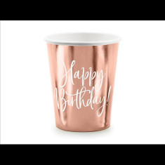 Pahare happy birthday rose gold 260 ml